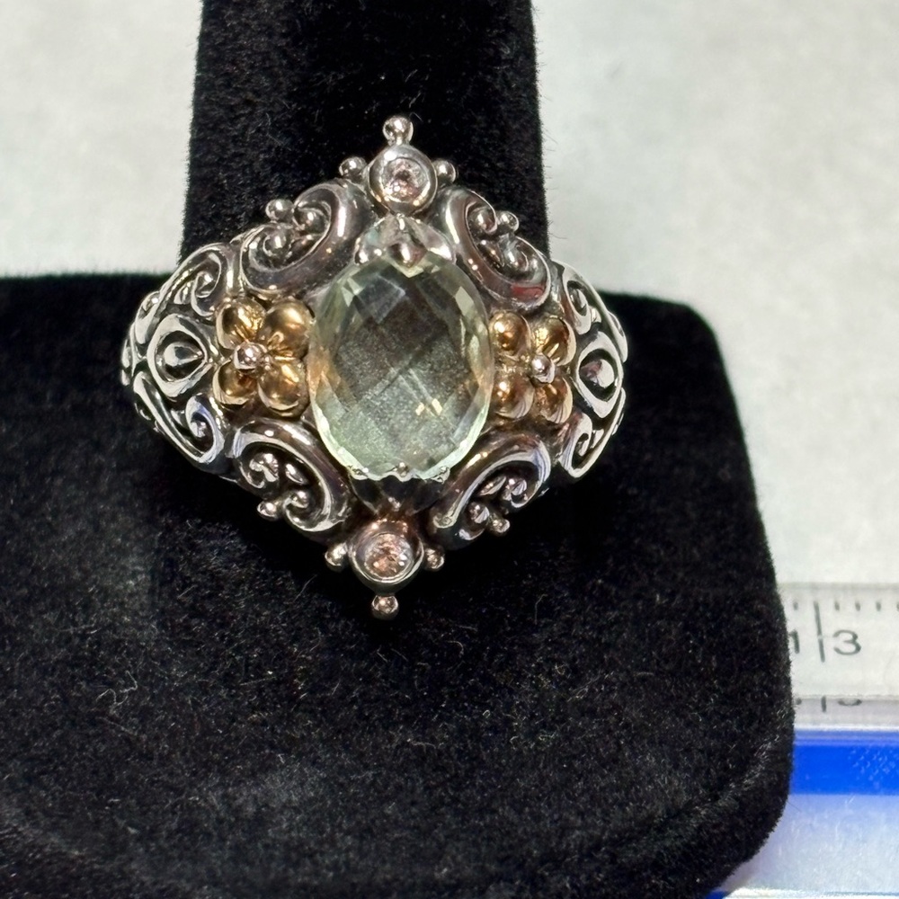 Bixby sterling silver and gold green amethyst ring
